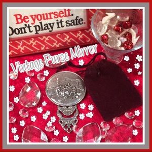 Vintage Victorian Small Silver Plated Purse Mirror